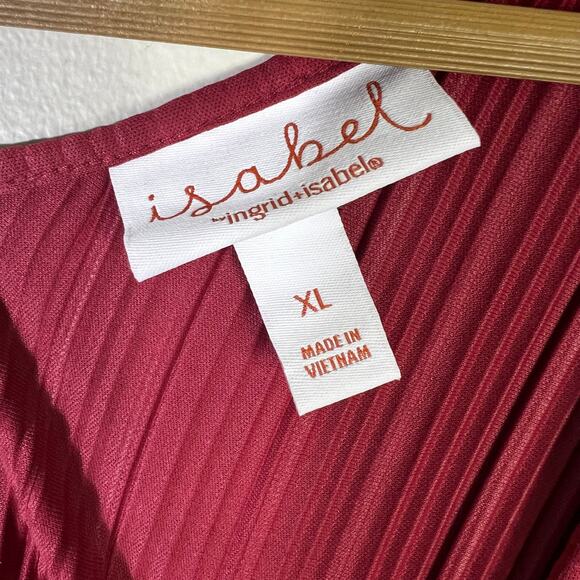 Ingrid + Isabel Plissé Tunic Maternity Top XL Burgundy Maroon Dolman Sleeve - Picture 6 of 6